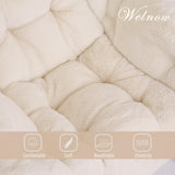 Welnow Lazy Chair with Ottoman, Modern Lounge Accent Chair with Armrests and a Side Pocket, Leisure Sofa Armchair, Reading Armchair with Footrest for Small Space, Dark Grey