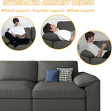 EASE MOOSE Leather Sectional Couch, Oversized Modular Sectional Sofas, Wide Deep Seat Modular Couch, Scratch Resistant Faux Leather Material, L Shaped Sofa for Big Spaces,Beige