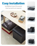 AmasSmile Storage Ottoman Folding Foot Rest Stool, Leather Footstool Bench, Short Ottoman Stool, Storage Foot Rest Store, Books (Black, 17" D x 13" W x 13" H)