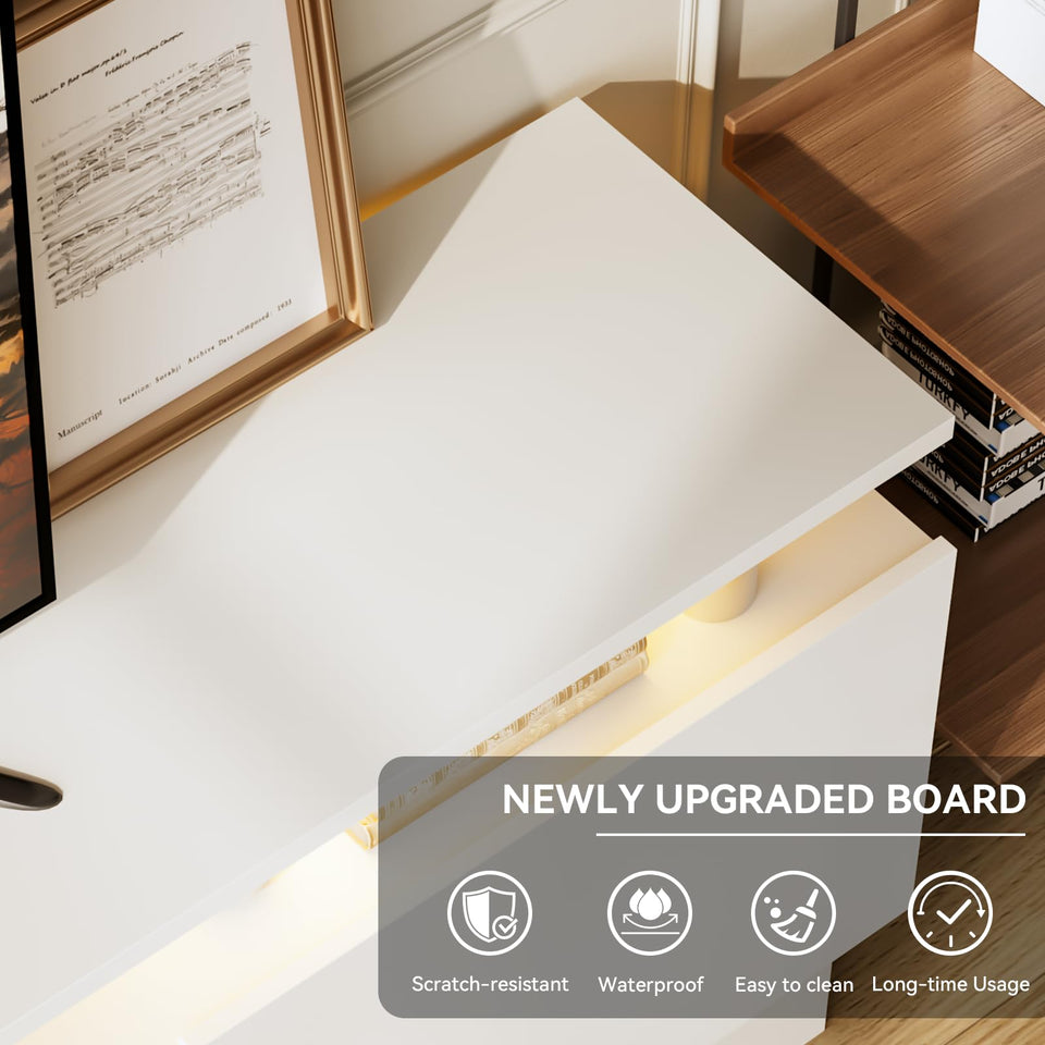 OneBlis 70" TV Stand for Living Room, Modern Entertainment Center & Media Console, Fits TVs up to 80", Storage Cabinet with Shelves, 36" Electric Fireplace with LED Flame (All Black)