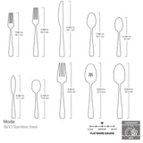 Oneida Silverware Set For 12, Moda 65-Piece Fine Flatware Set with Serving Utensils, Service For 12, 18/10 Stainless Steel, Dishwasher Safe For home, Knives Spoons and Forks Set (Silver, 65 pieces)