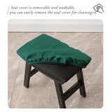 Foot Stool,Ottoman,Bamboo Small Sofa Foot Rest Under Desk,Extra Seating for Living Room, Bedroom and Kitchen(Brown Stool Legs - Beige Surface)