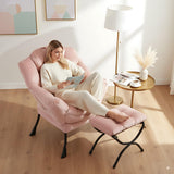 LITA Lazy Chair with Ottoman, Modern Accent Leisure Upholstered Lazy Sofa Armchair, Contemporary Lounge Reading Chair with Armrests and a Side Pocket for Living Room, Bedroom & Small Space, Dark Grey