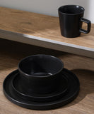 Stone Lain Celina Stoneware 32 Piece Dinnerware Set, Plates and Bowls, Black Matte Dish Collection, Service for 8 – Contemporary Minimalist Style, Microwave & Dishwasher Safe