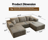 135.4" Cloud Modular Sectional Couch with 1 Ottoman,Modern Minimalist Upholstered Couches, Comfort U Shaped Sofa for Living Room,Deep Seat Corner Couch，No Assembly Required (Black,Left Facing Chaise)