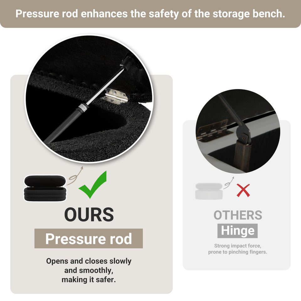 Busaurus Storage Ottoman Bench 49.2 Inch Upholstered Fabric Storage Bench for Bedroom End of Bed Aesthetic Large Oval Ottoman for Living Room Entryway (Ivory)