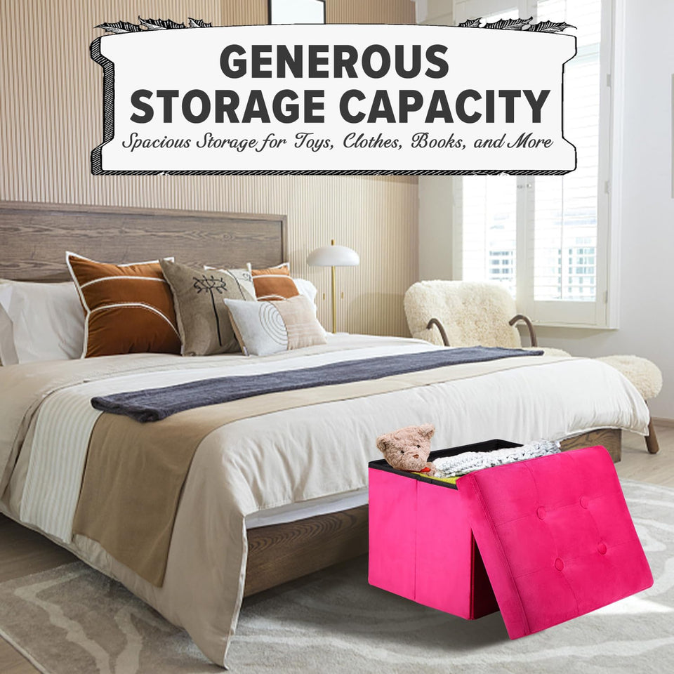 LINMAGCO Ottoman Storage Ottoman with Storage Small Foot Rest Stool Under Desk Stool Short Folding Footrest Linen Cloth Dark Gray 16X12X12IN