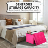 LINMAGCO Ottoman Storage Ottoman with Storage Small Foot Rest Stool Under Desk Stool Short Folding Footrest Linen Cloth Dark Gray 16X12X12IN