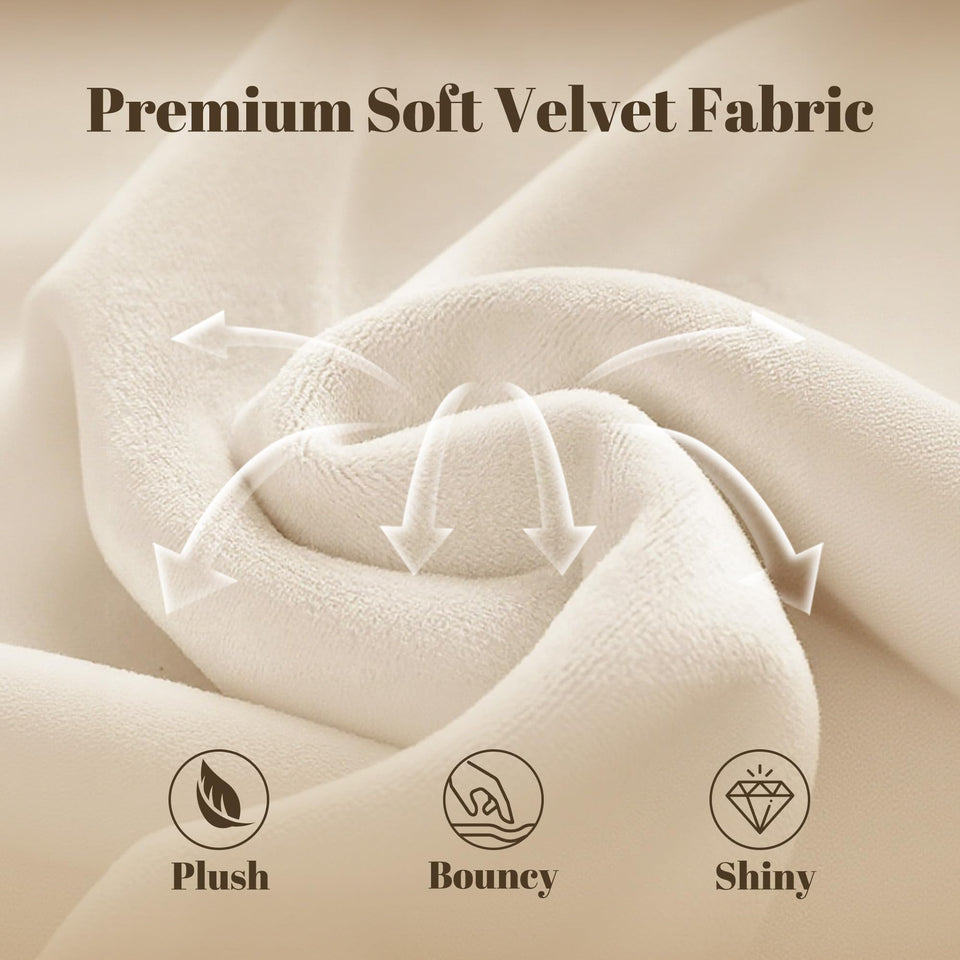 HISOFT Queen Bed Frame, 39" Tall Velvet Upholstered Sleigh Bed with Wingback Headboard & Scroll Footboard, No Box Spring Needed, Sturdy Support, Easy Assembly, Noise Free, Button Tufted, White