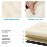 Bsketa Storage Ottoman, Folding Foot Stool with Thicker Foam Padded Seat Small Leather Storage Ottoman Bench Foot Rest for Living Room Foldable Coffee Table 17x13x13in,Black