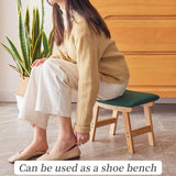 Foot Stool,Ottoman,Bamboo Small Sofa Foot Rest Under Desk,Extra Seating for Living Room, Bedroom and Kitchen(Brown Stool Legs - Beige Surface)