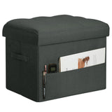 Storage Ottoman with Extra Thick Foam Padded Seat, Foldable Foot Rest Stool with Linen Fabric, 43L Ottoman with Storage Bench for Bedroom Living Room, Holds Up to 300lbs, 17x13x13in, Dark Gray