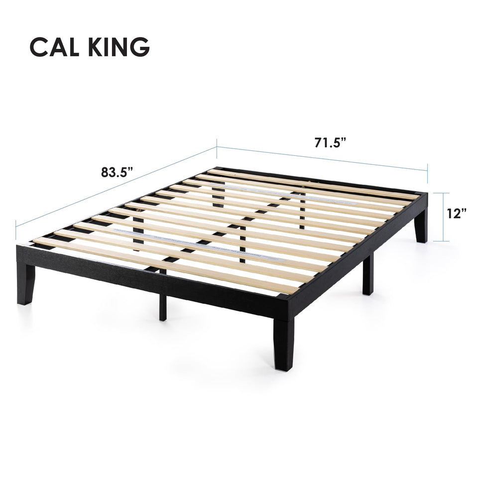 Mellow Naturalista Classic 12-Inch Solid Wood Platform Bed | Wooden Slats, No Box Spring Needed, Easy Assembly | Full, Espresso