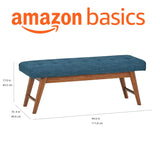 Amazon Basics Small Ottoman Foot Rest, Mid-Century Modern X Square Polyester Foot Stool, Linen, Ivory White, 18"D x 19.8"W x 18.3"H (Previously Rivet Brand)