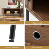 mopio Ensley TV Stand, Mid Century Modern for 55/60/65 inch TV, Farmhouse TV Stand, Entertainment Center with Storage, TV and Media Console for Living Room (Walnut, 59" Tall)