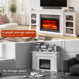 80" Fireplace TV Stand for TVs Up to 90 Inch, Electric Fireplace with Mantel, Farmhouse Entertainment Center with Storage, Realistic Stacked Stone Surround with Remote Control for Living Room