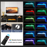 OneBlis 80" Fireplace TV Stand, LED Light Entertainment Center for TVs Up to 90", High-Gloss Door, Modern TV Console for Living Room with Storage Cabinet, Black+Black