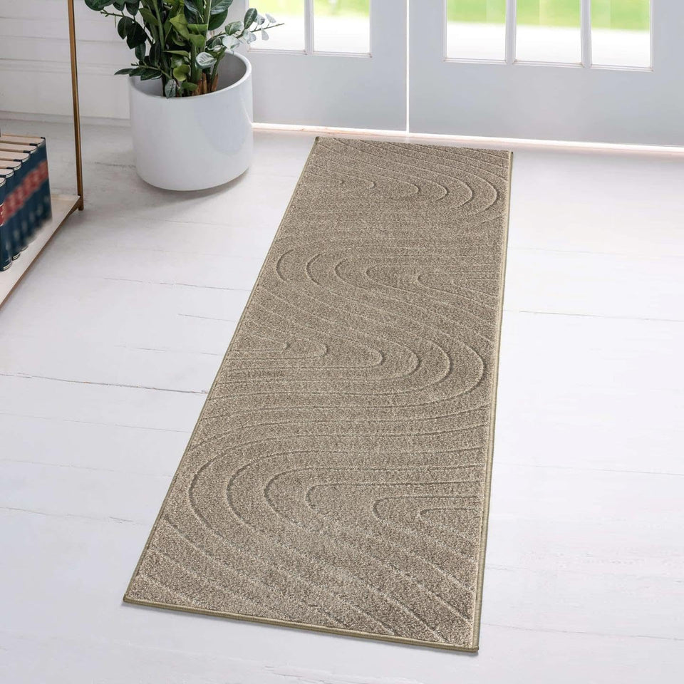 LUXE WEAVERS Modern Geometric Wave Cream 9x12 Area Rug