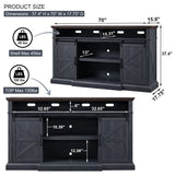 Farmhouse TV Stand for 80 Inch TVs, 37.4" Tall Entertainment Center w/Storage Cabinets and Sliding Barn Door, Media Console Cabinet w/Soundbar & Adjustable Shelves for Living Room, 70 inch (White)