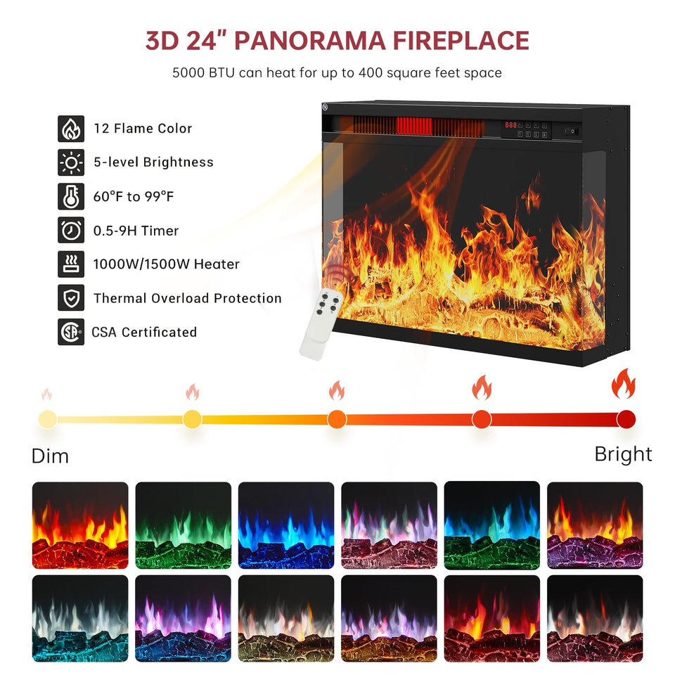 oneinmil 36 Inch 3-Sided Glass Fireplace TV Stand for TVs up to 80", Rustic Media Entertainment Center Console Table with Glass Door Closed Storage, Set of TV Table, White