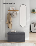 SONGMICS MAZIE Collection - 30 Inches Storage Ottoman Bench with Flipping Lid, Storage Chest Footstool, Load 660 lb, for Entryway, Living Room, Bedroom, Synthetic Leather, Black ULSF45BK