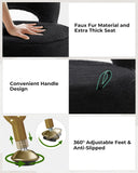 GREENSTELL Small Vanity Stool Chair with Storage and Folding Back, 13" x 13" x 17.7" Faux Fur Soft Ottoman for Teenager, 4 Metal Legs with Anti-Slip Feet, Furry Padded Seat for Makeup, Bedroom, White