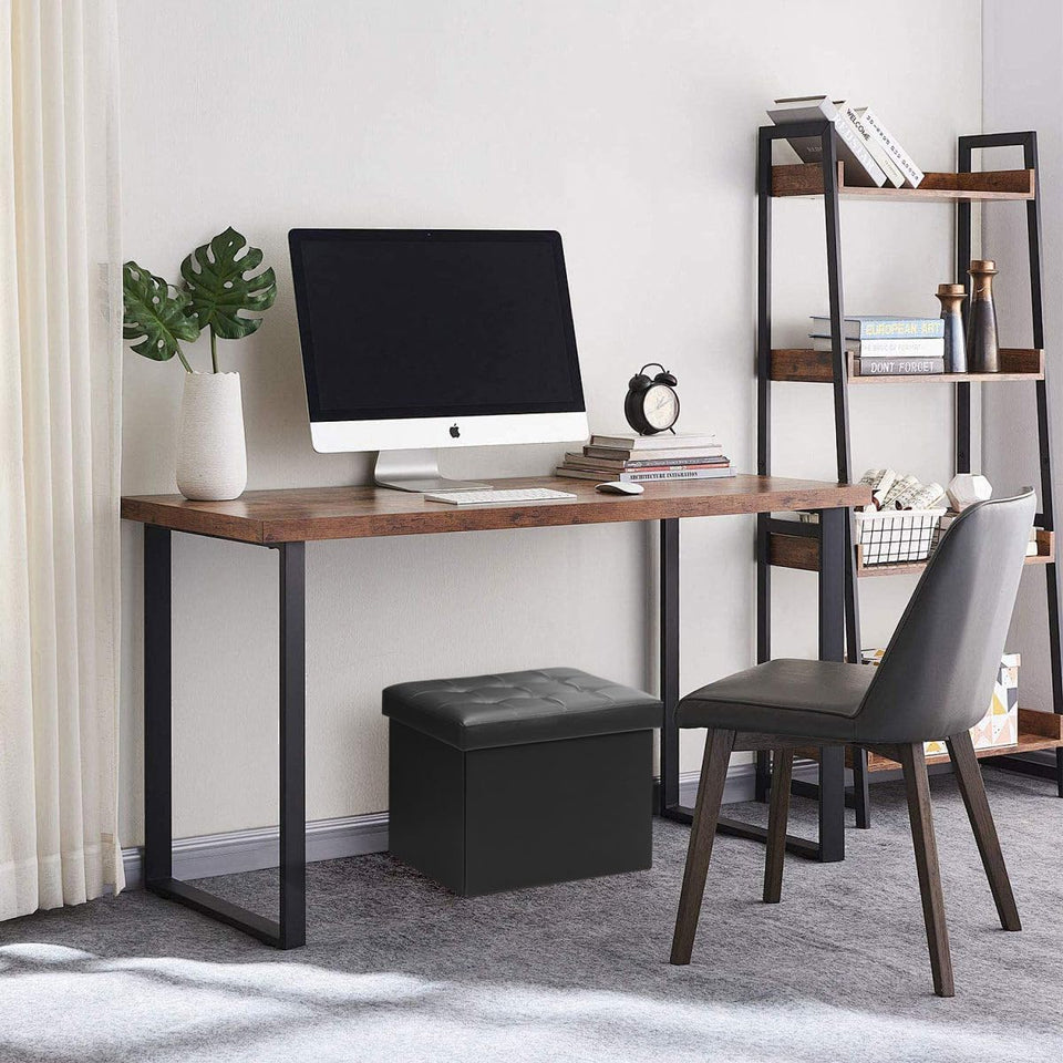 Bsketa Storage Ottoman, Folding Foot Stool with Thicker Foam Padded Seat Small Leather Storage Ottoman Bench Foot Rest for Living Room Foldable Coffee Table 17x13x13in,Black