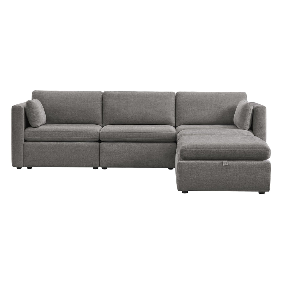 CHITA Oversized Modular Sectional Sofa, FSC Certified L Shaped Sectional Couches for Living Room, 112 inch Width,4 Seat Modular Sofa with Storage Ottoman, Linen