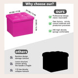 AmasSmile Storage Ottoman Folding Foot Rest Stool, Leather Footstool Bench, Short Ottoman Stool, Storage Foot Rest Store, Books (Black, 17" D x 13" W x 13" H)