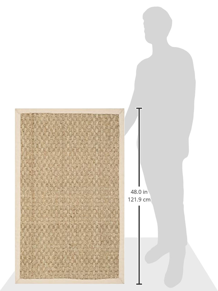 SAFAVIEH Area Rug 8x10 - Natural Fiber Collection - Large - Natural & Beige, Seagrass, Basketweave Pattern (NF114A)