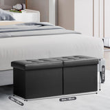 AmasSmile Footrest Ottoman Bench with Storage,34Inch Black Leather Footstool, Coffee Table, Padded Seat, Storage Chest,Blanket Store with Flipping Lid for Livingroom and Bedroom