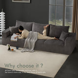 Boneless Sectional Cloud Couch Sofa for Living Room, 112" U-Shaped Modular Modern Lounge Sleeper Black Couches with Chaise, No Assemble, Cordury Compression Upholstered Sofas