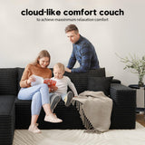 135.4" Cloud Modular Sectional Couch with 1 Ottoman,Modern Minimalist Upholstered Couches, Comfort U Shaped Sofa for Living Room,Deep Seat Corner Couch，No Assembly Required (Black,Left Facing Chaise)