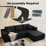 135.4" Cloud Modular Sectional Couch with 1 Ottoman,Modern Minimalist Upholstered Couches, Comfort U Shaped Sofa for Living Room,Deep Seat Corner Couch，No Assembly Required (Black,Left Facing Chaise)