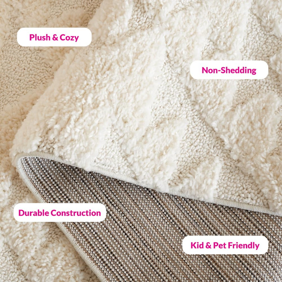 SAFAVIEH Area Rug 8x10 - Moroccan Tassel Shag Collection - Large - Ivory & Brown, Boho Design, Non-Shedding & Easy Cleaning, Plush Pile, Ideal for Living Room, Bedroom, Dining Space (MTS688A)