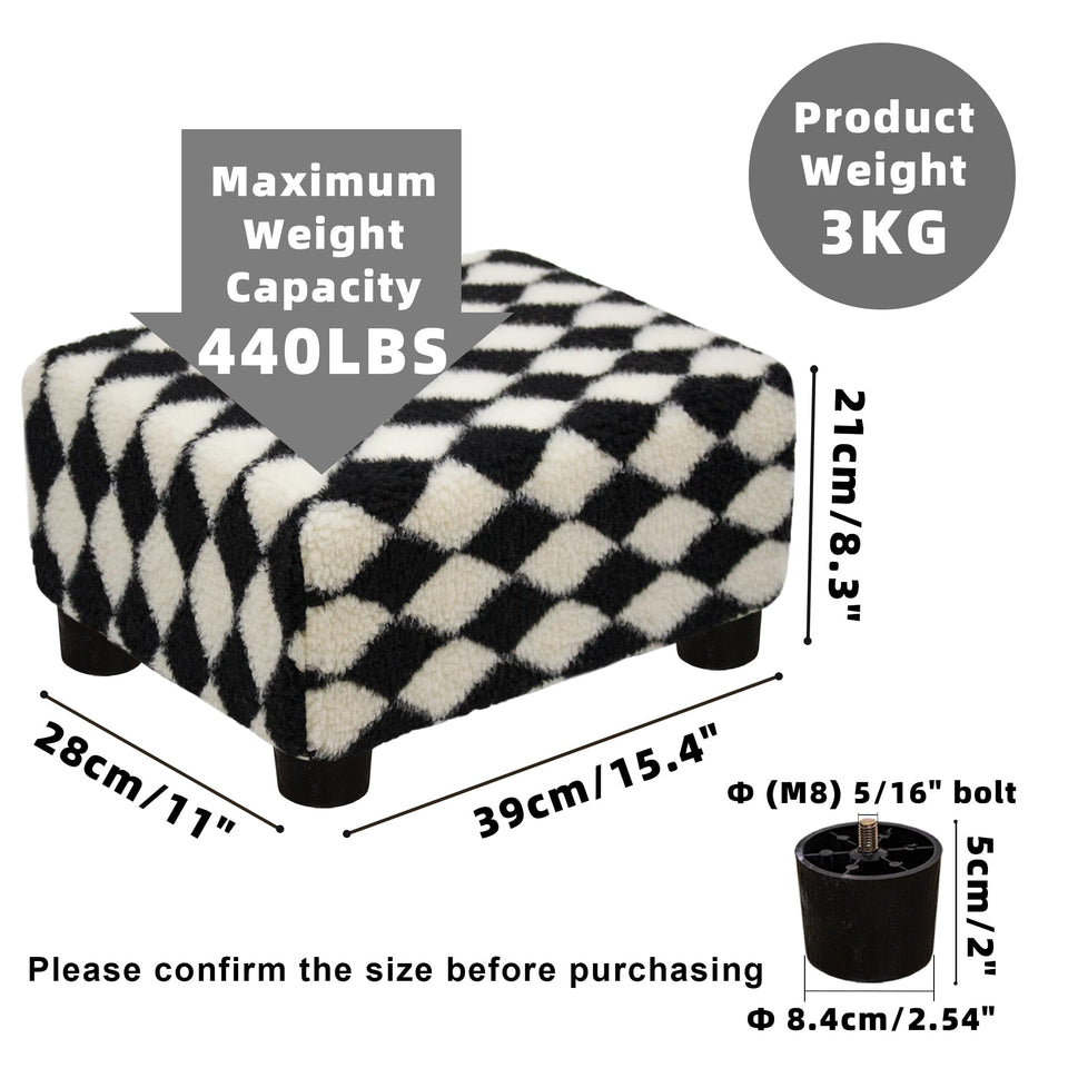 CAROLMADE Small Foot Stool Ottoman Footstool with Legs Under Desk Footrest for Living Room Bedroom and Office, Soft Ivory White