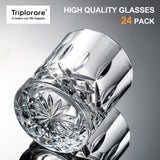 Triplorare Whiskey Glasses Set of 6, 11 OZ Old-Fashioned, Rum & Scotch Glasses