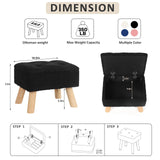 OGEMXU Storage Ottoman, Small Foot Stool Ottoman with Storage, Boucle Teddy Velvet Foot Rest with Padded Seat, Sturdy Wood Legs Stool for Living Room, Bedroom, Couch, Enterway (Cream)