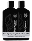 Black Wolf Salicylic Acid Body Wash for Men, 1 Liter - Men's Acne Body Wash - Charcoal Helps Reduce Acne Breakouts & Cleanse Your Skin - Full Coverage & Deep Clean Treatment - Men's Bodywash