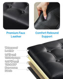 AmasSmile Storage Ottoman Folding Foot Rest Stool, Leather Footstool Bench, Short Ottoman Stool, Storage Foot Rest Store, Books (Black, 17" D x 13" W x 13" H)