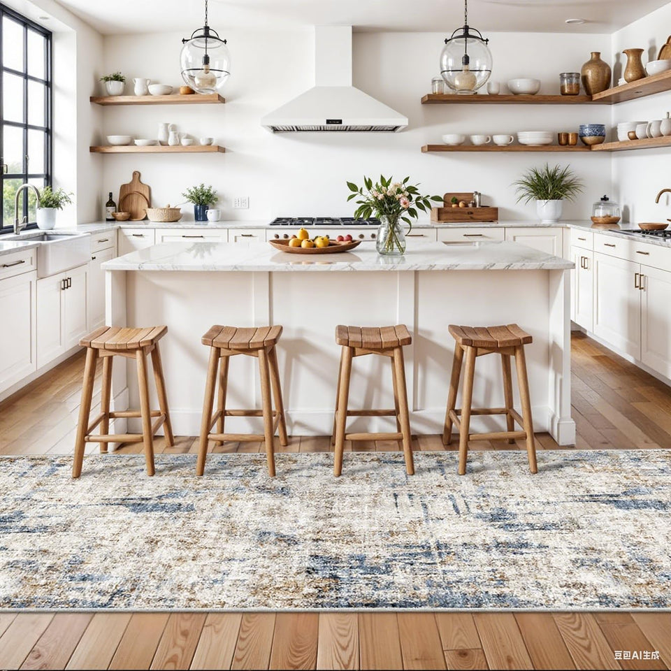 12x15 Area Rug for Living Room – Large Modern Neutral Abstract Thin Washable Carpet, Soft Low Pile Non-Slip Stain-Resistant for Bedroom Dining Room Home Office (Beige Grey)