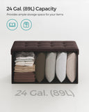 SONGMICS MAZIE Collection - 43 Inches Folding Storage Ottoman Bench, Ottoman Foot Rest, End of Bed Bench, Storage Chest, Load 660 lb, for Living Room, Bedroom, Entryway, Dark Gray ULSF77K