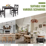 FDW | 5-Piece Solid Wood Dining Table Set for 4 | Brown | Pine Kitchen Table with Upholstered Chairs | Space-Saving Design | Smooth Easy-to-Clean Surface | for Dining Room, Apartment, Restaurant