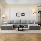 135.4" Cloud Modular Sectional Couch with 1 Ottoman,Modern Minimalist Upholstered Couches, Comfort U Shaped Sofa for Living Room,Deep Seat Corner Couch，No Assembly Required (Black,Left Facing Chaise)