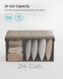 SONGMICS MAZIE Collection - 43 Inches Folding Storage Ottoman Bench, Ottoman with Storage, Foot Rest Stool, Load 660 lb, for Living Room, Synthetic Leather, Black ULSF701