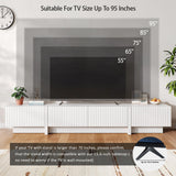 UKAOCAI 86.61'' Tambour TV Stand for 55-85 Inch, Modern Entertainment Center with Large Storage Cabinet & Open Shelves, TV Console with Sliding Doors for Living Room, Bedroom, Natural