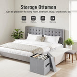 Storage Ottoman Foot Rest Stool, Foldable Leather Footstool Storage Bench with Thicker Foam Padded Seat. Foot Rest Under Desk for Living Room Bedroom 350 lbs, 17x13x13 in, Brown