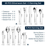 KINGSTONE Hammered Silverware Set, Flatware Set, 18/10 Stainless Steel Premium Cutlery with Unique Ripple Handles Design Mirror Polished - Dishwasher Safe (40-Piece)