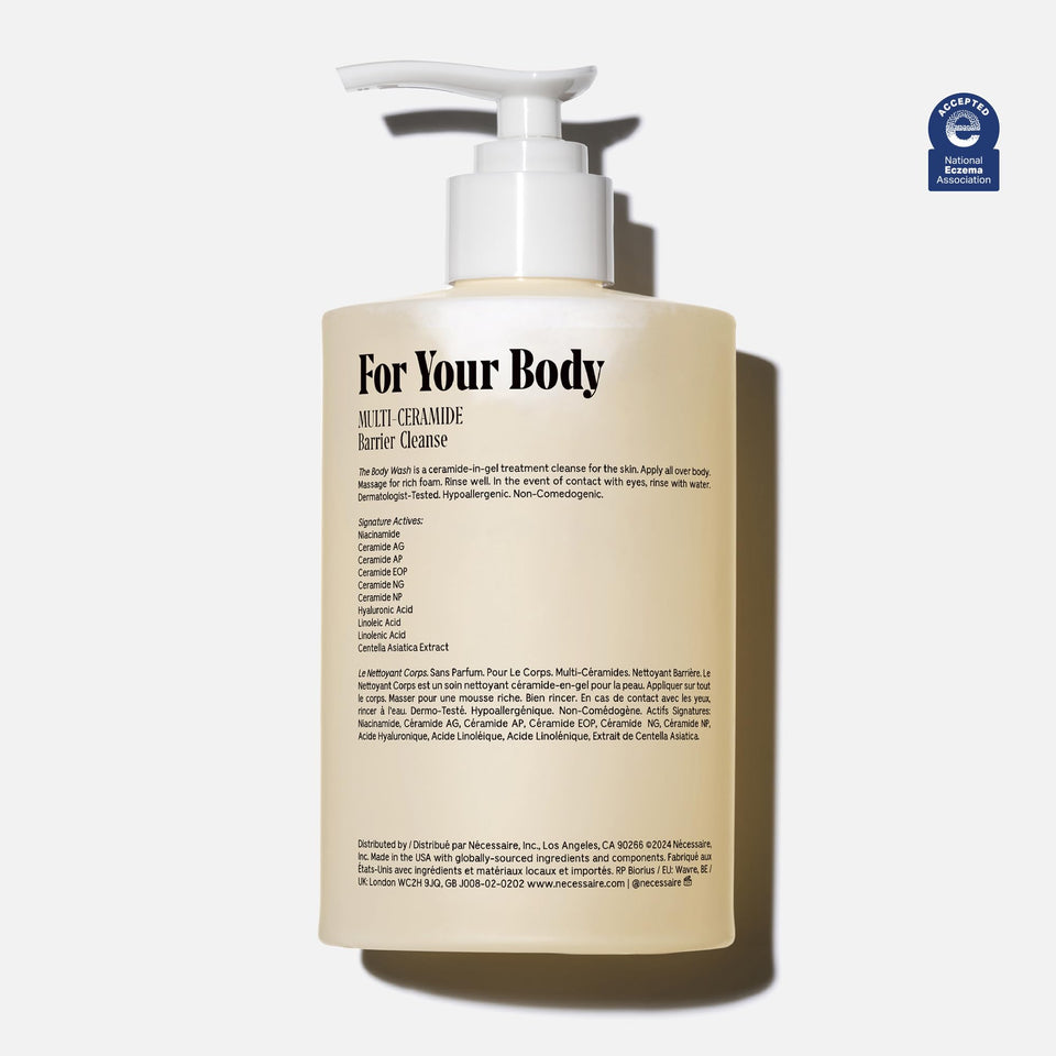 Nécessaire The Body Wash Eucalyptus — Multi-Oil Shower Gel Cleanser for Women + Men — Non-Comedogenic Body Wash with Niacinamide. 500ml/16.9 fl oz