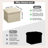 AmasSmile Storage Ottoman Folding Foot Rest Stool, Leather Footstool Bench, Short Ottoman Stool, Storage Foot Rest Store, Books (Black, 17" D x 13" W x 13" H)